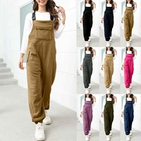 Workwear Overalls For Women Thicken Plush Sleeveless Jumpsuit Ski Pants Adjustable Suspenders Racerback Retro Casual Playsuit - Image 2