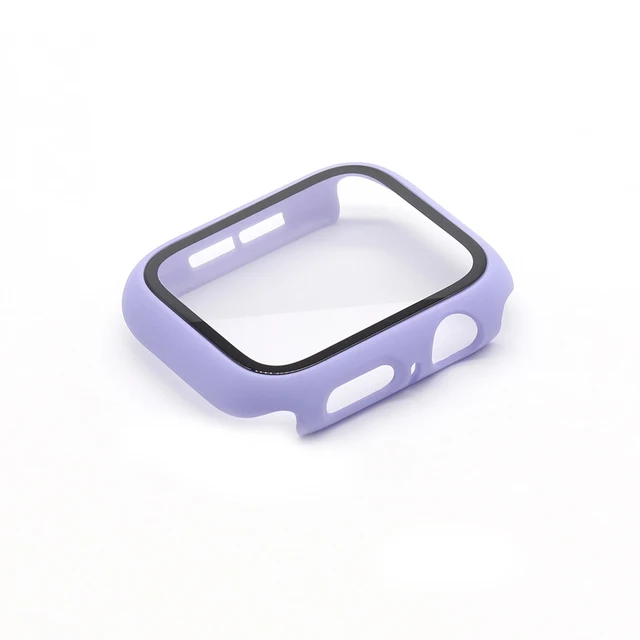 Glass+Case Protection Apple Watch Case Series 7 se 654 321 Bumper for iWatch 45mm 41mm 42mm 38mm 40mm 44mm Protector Apple Watch Purple