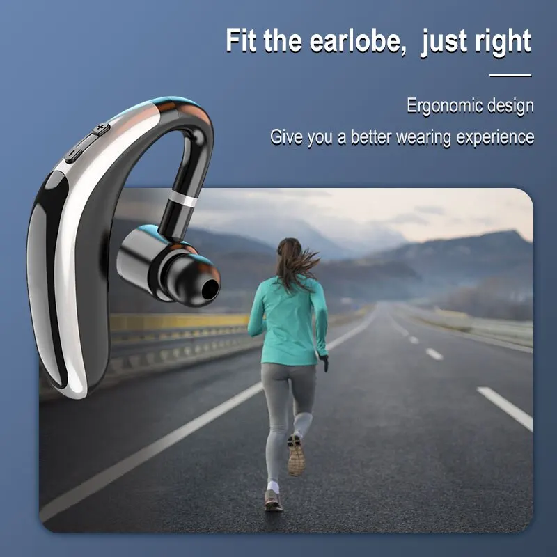 Wireless Single Ear-Hook Bluetooth Headset with HD Mic