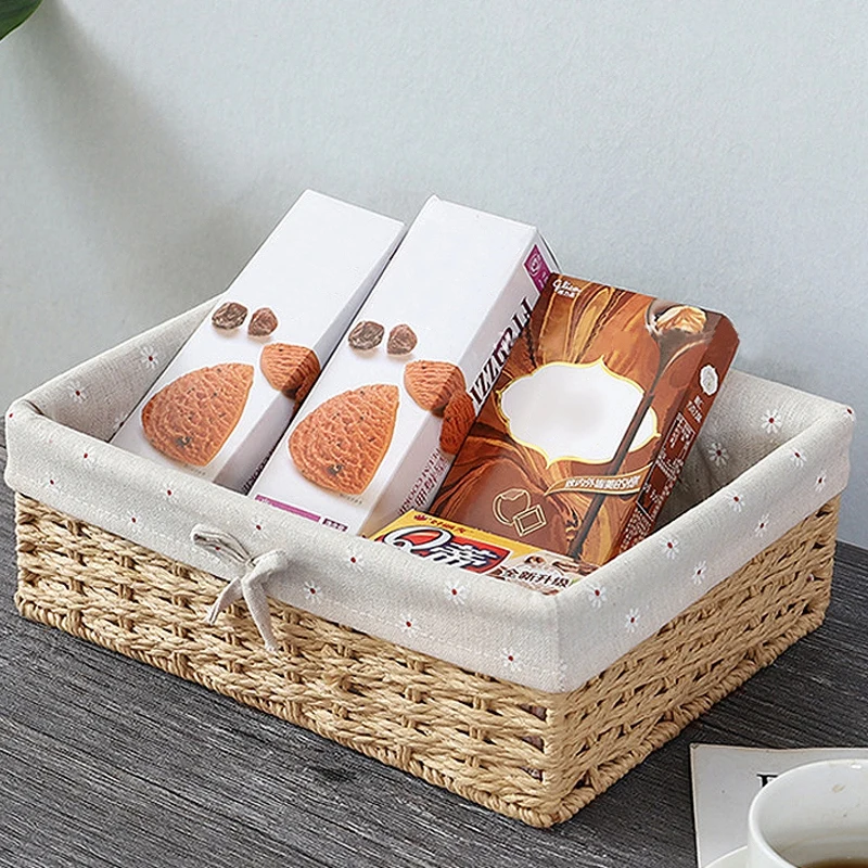 Handmade Storage Baskets Snack Picnic Baskets Handmade Rattan Basket Woven Sundries Organizer Closet Wicker Baskets cesta mimbre 4