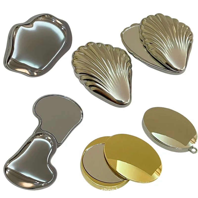 접이식 메이크업 거울 금속 미니 귀여운 깨지지 않는 휴대용 여행용 소형 거울 가방에 적합 양면 소형 거울