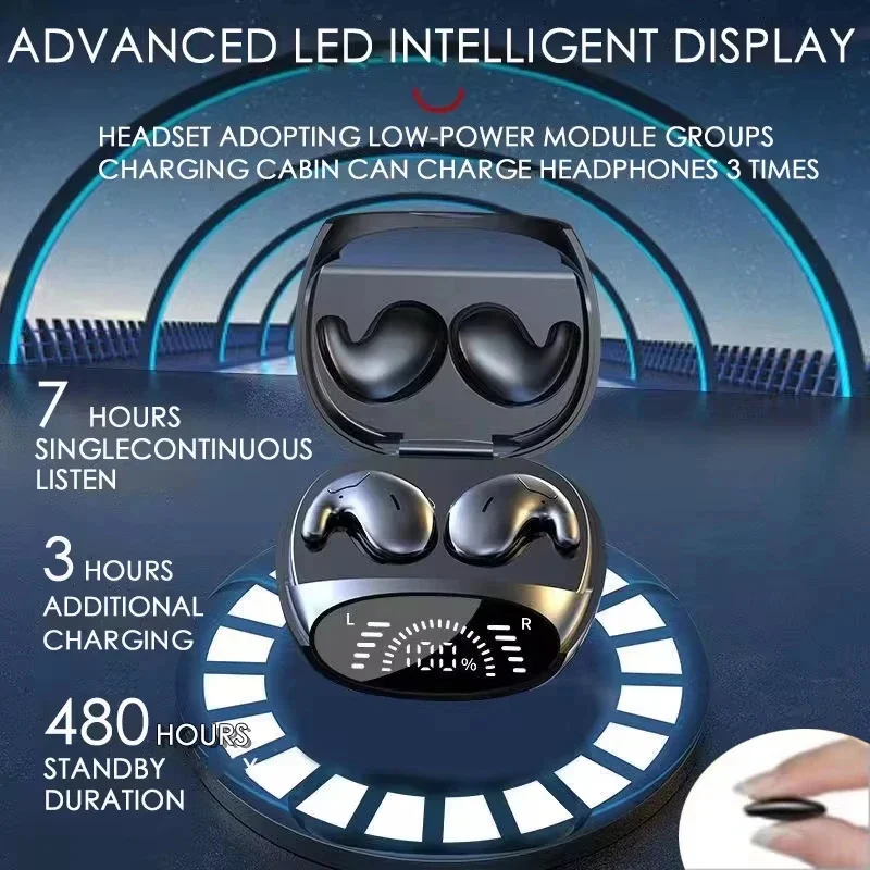 Sleep Invisible Earbuds: Tiny Sport Stereo Bluetooth Earphones with Hidden Noise Cancelling
