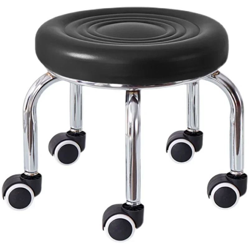 

Lazy Housework Stools 3 Sizes Small Round Low Stool with Wheels Home Bench Creative Back Chair Aluminum Alloy Pulley Stool