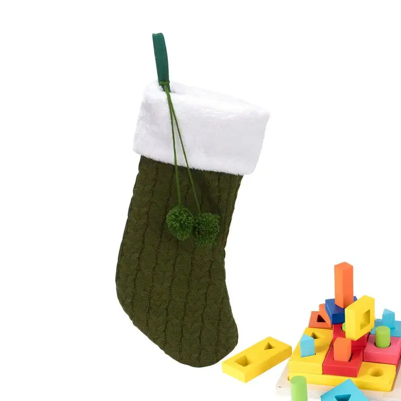 

Fireplace Knitting Stockings Multi-Purpose Knitting Christmas Stockings With Lanyard Seasonal Decors For Toys Chocolate Candy