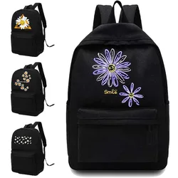 Women Shoulders School Bag Canvas Unisex Backpacks Sport Bag Daisy Pattern Printed Casual Backpack Designer Laptop Backpack