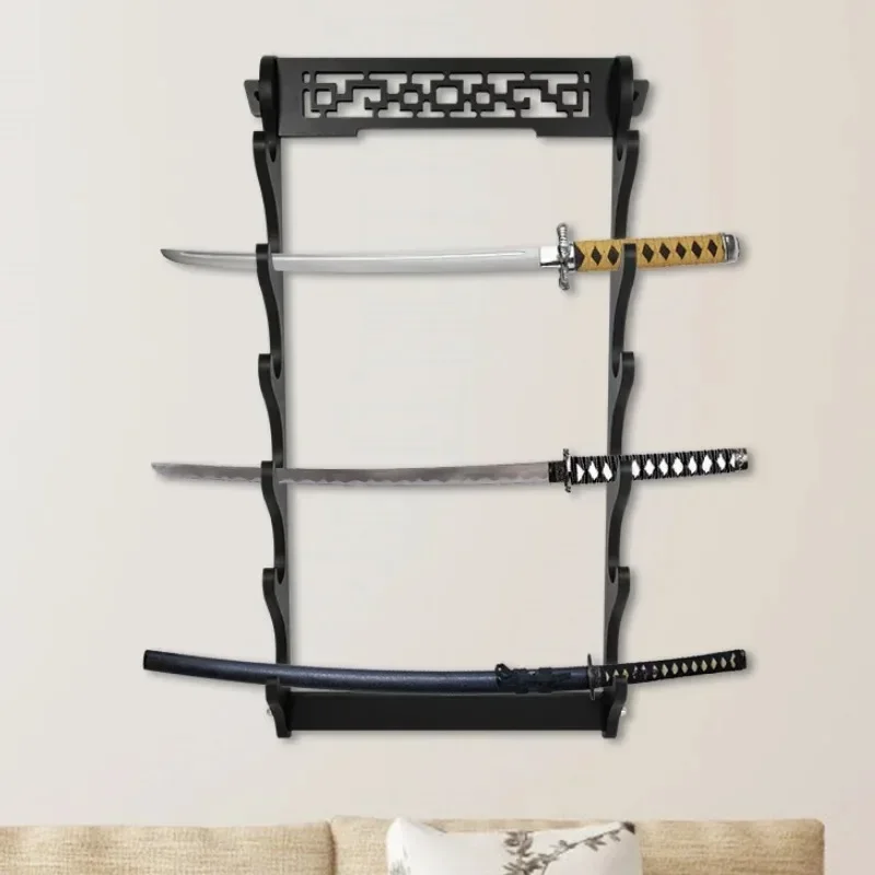 8-Layer Wall Katana Sword Shelf Japanese Samurai Sabre Holder Wood Katana Sword Display Stand Sabre Storage Rack Home Organizer 4