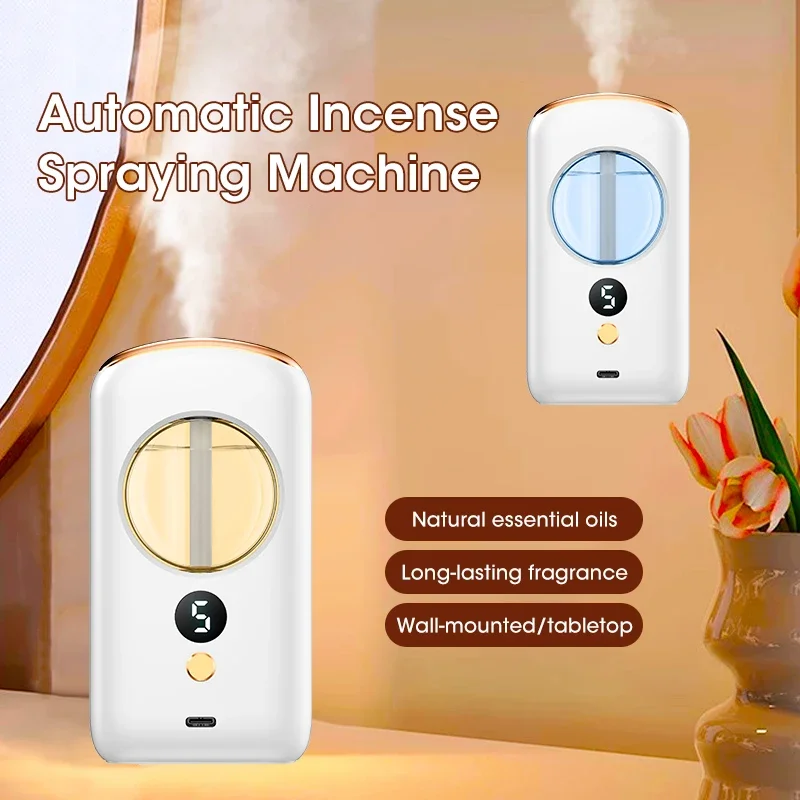 Air Purifier Aromatherapy Machine Portable Desktop Diffuser Aromatherapy Machine USB Smart Air Purifier with Display for Car Home Bathroom Air Deodorization