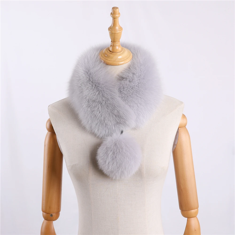 Women's Winter Warm Real Fox Fur Scarf Scarves Natural Rex Rabbit Neck Warmer Snood Ring Scarf Girl's Lovely Neckcheif Mufflers