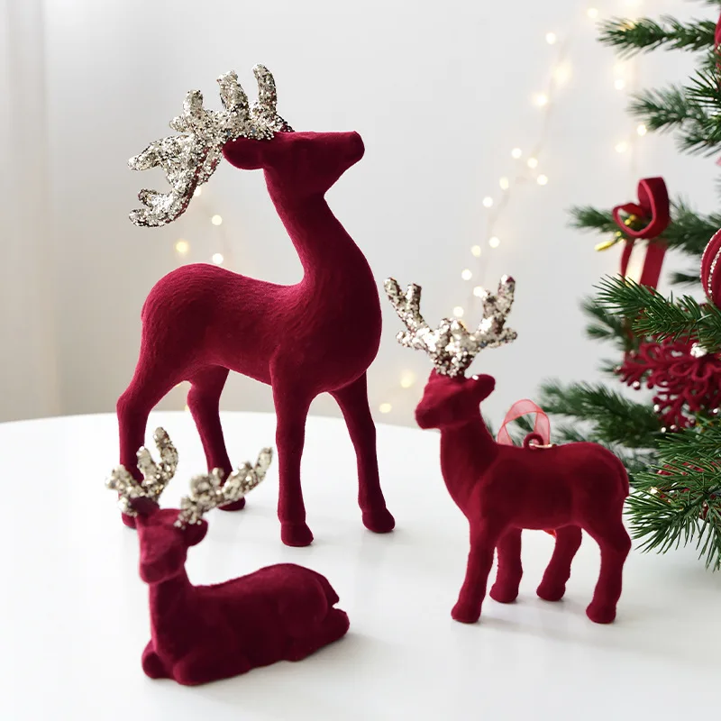 Christmas Reindeer Decor Glitter Christmas Deer Family Holiday Decoration Window Display Festive Party Supplies and Gift Idea