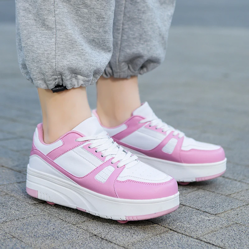 Kids Sneakers Sports Shoes Kids Sports Shoes Kids Shoes Roller Skate Shoes Kids Fashion Casual Sport Outdoor Footwear for Children Toys Gifts Boys 4 Wheels Sneaker Girl Boots
