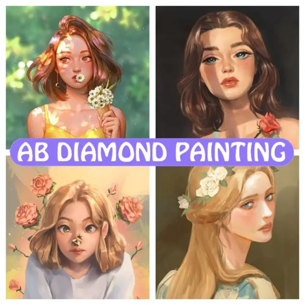 

DIY Diamond Painting Lively Girl Full Square / Round AB Diamond Mosaic Set Embroidery Decoration Home Decoration