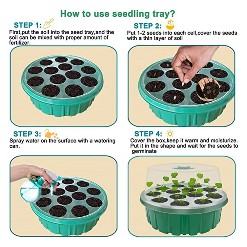 1PC 13 Holes Nursery Pots Plant Flower Pot Tray Plastic Plant Growing Box Vegetable Fruit Sprout Hydroponic Tray Garden Supplies