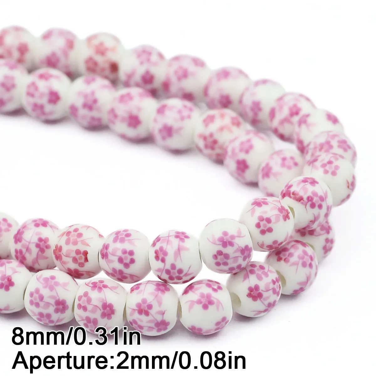 20pcs Multicolor Floral Oblate Ceramic Spacer Beads