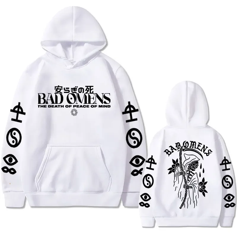 Bad Omens Band Tour American Music Print Hoodie Men Women's The Death of Peace of Mind Skeleton Graphic Hoodies Rock Sweatshirts