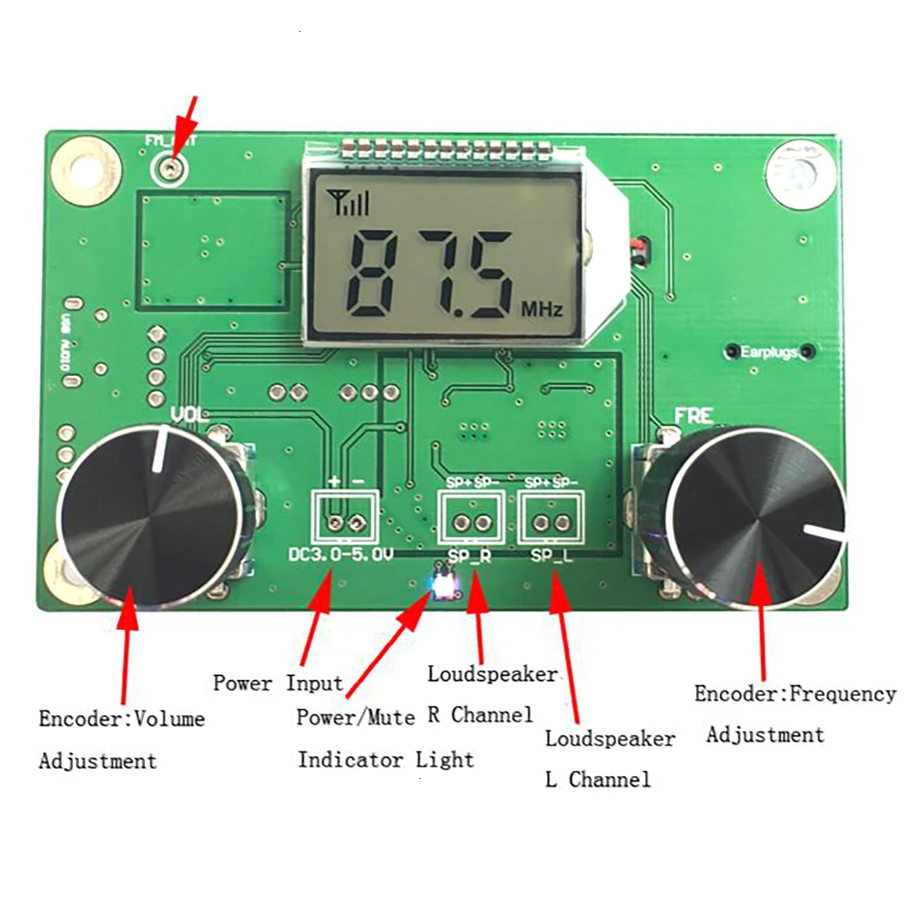 DSP PLL Digital Stereo FM Radio Receiver Module 87-108MHz With Serial Control Frequency Range 50Hz-18KHz