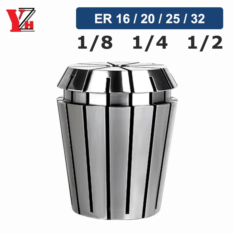 ER Spring Collet ER16 ER20 ER25 ER32 ER40 3.175mm 6.35mm 12.7mm -1/8 1/4 1/2 High Precision 0.008mm Milling Tool Holder CNC