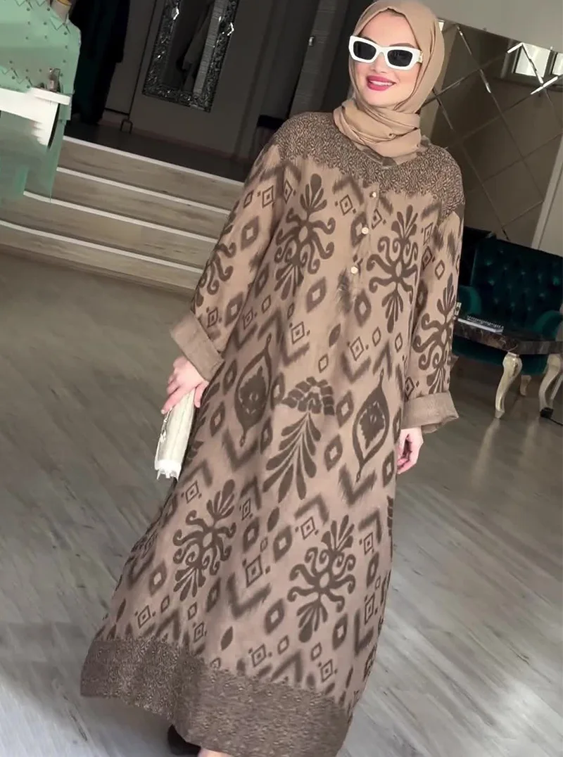 رمضان عيد المرأة المسلمة طباعة فستان جلابية العربية رداء طويل عباية دبي السعودية فيستدوس المغرب قفطان عبايات فساتين متواضعة