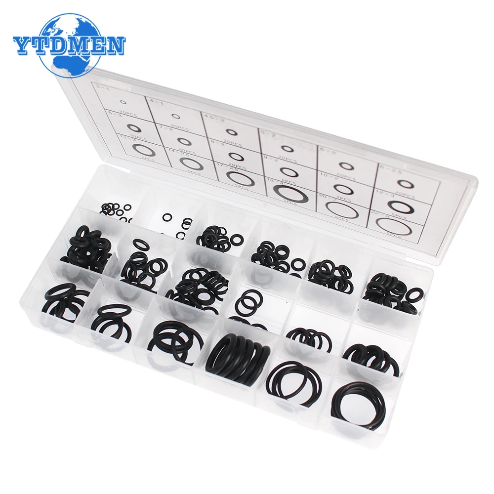225PCS Rubber O Ring Oil Resistance O-Ring Washer Gasket Seals Watertightness Assortment Different Size with Box Kit