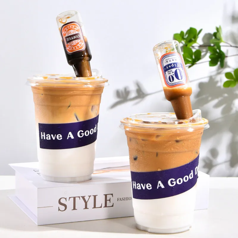 50pcs/pack Mini Wine Bottle Disposable Coffe Bottle Pet Cool Drinking Cup Bubble Tea Cup