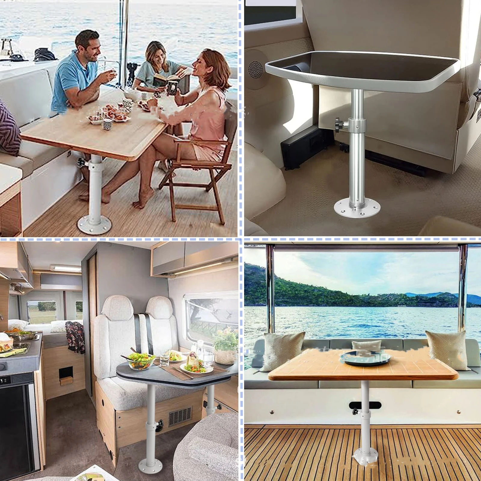 Table Leg 500-720mm RV Table Pedestal Telescopic Detachable Aluminum Table Legs Foldable Easy To Install Table Foot Bracket for Marine Boat Yacht Caravan
