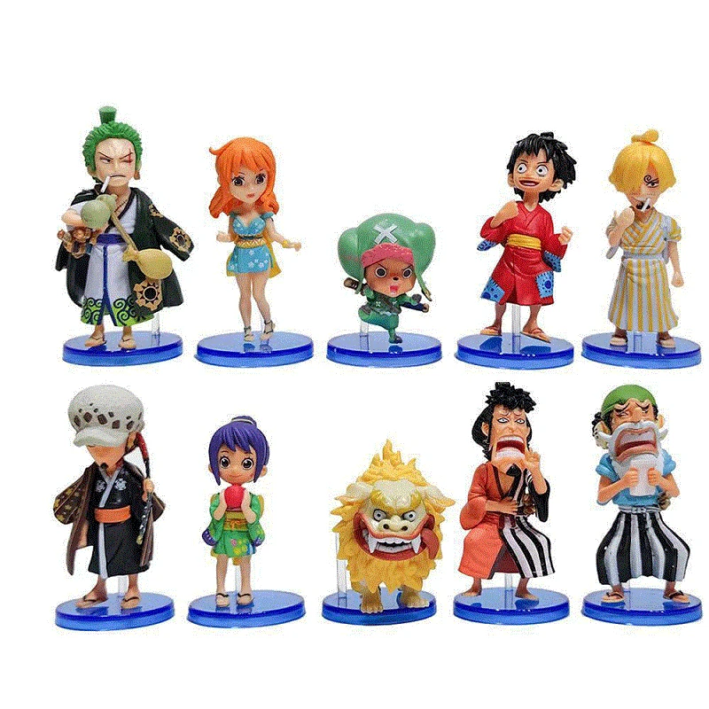 Hot 10Pcs/set One Piece Anime Figure Luffy Sanji Nami Zoro Chopper