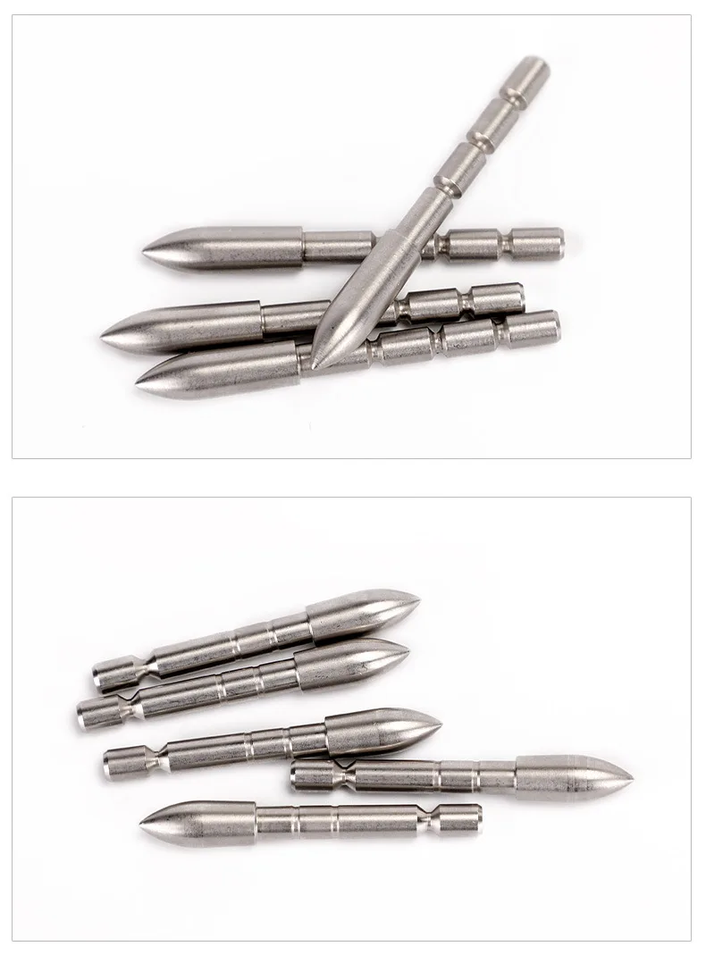 Archery Arrowhead 12pcs 70 80 90 100 110 120 Grain Stainless Steel Bullet Point Tip For ID 4.2 mm carbon Arrow Shaft Archery Bow Hunting