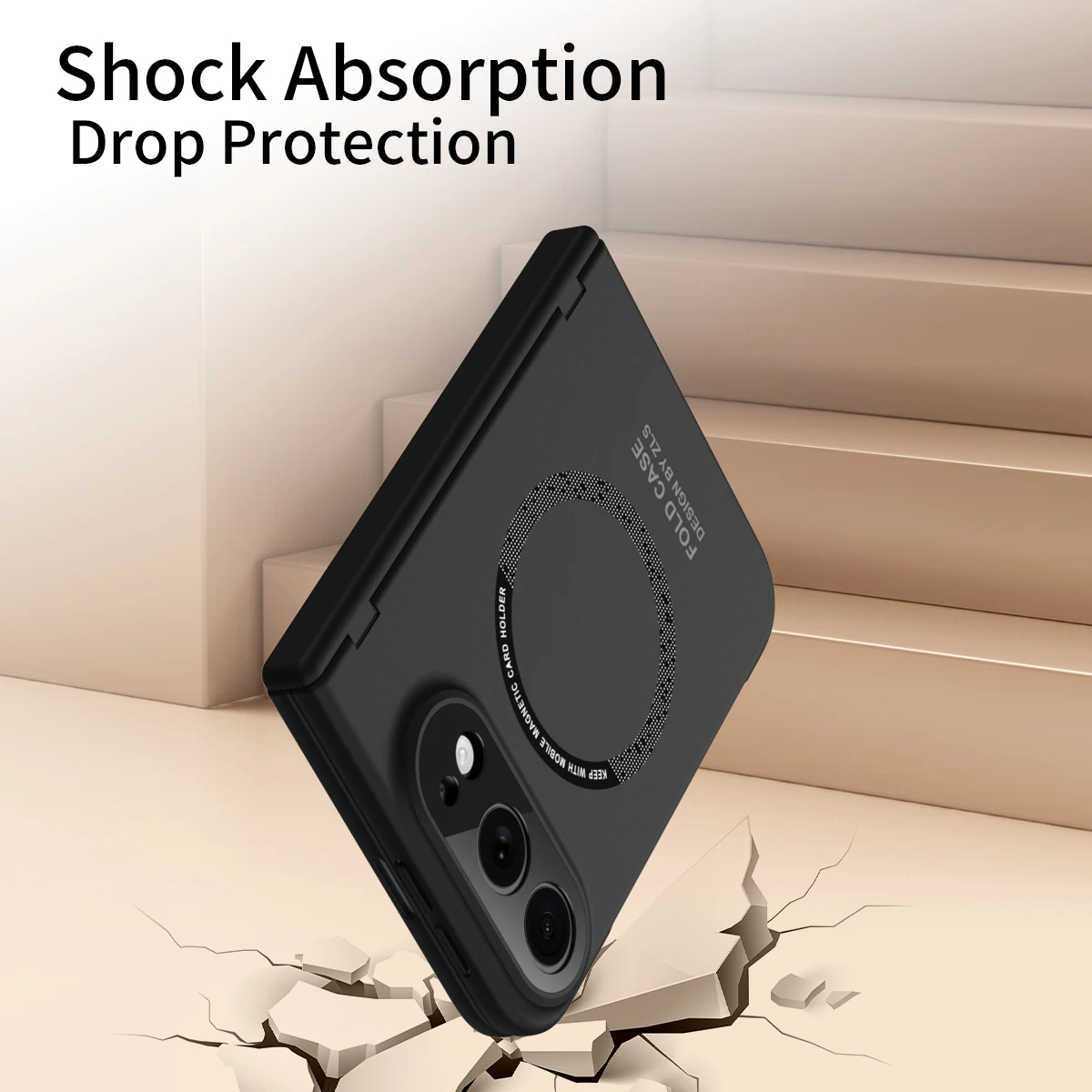 Magnetic Duo Fold Shockproof Case with Screen Protector and Hinge Guard