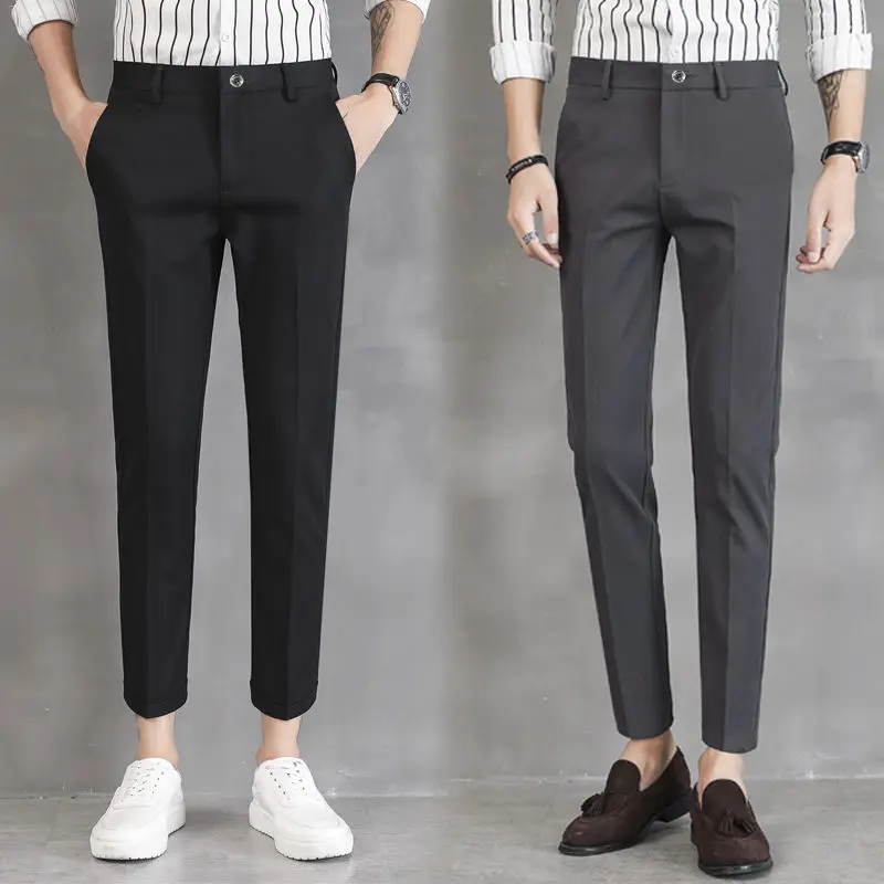 

Spring Autumn Solid Loose Casual Pants Men Fashion Style All Match Trousers Slim Fit Harajuku Ropa Hombre Pockets Male Clothes
