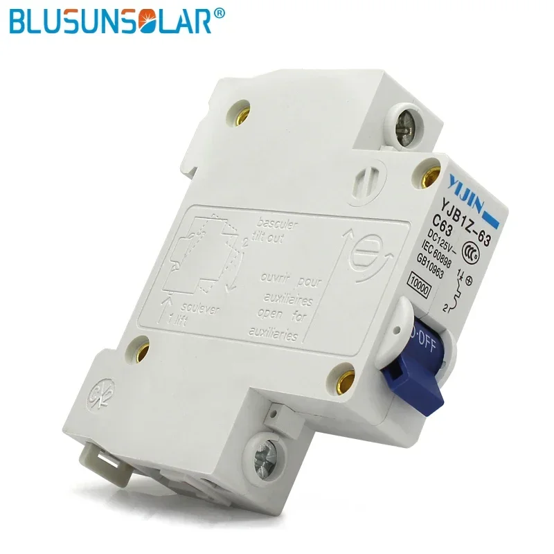 BLUSUNSOLAR 1 Pc/Lot 1P 63A DC 125V DC Circuit Breaker SOLAR Photovoltaic PV Circuit Breaker for Solar System Protection
