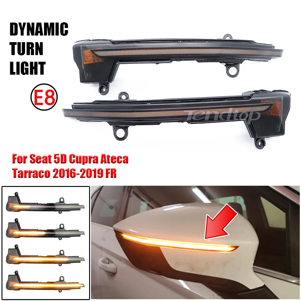 

2 шт. для Seat Ateca Cupra 5D 2016 2017 2018 2019 FR Xcellence, Динамический светодиодный поворотный сигнал, последовательный зеркальный индикатор прокрутки