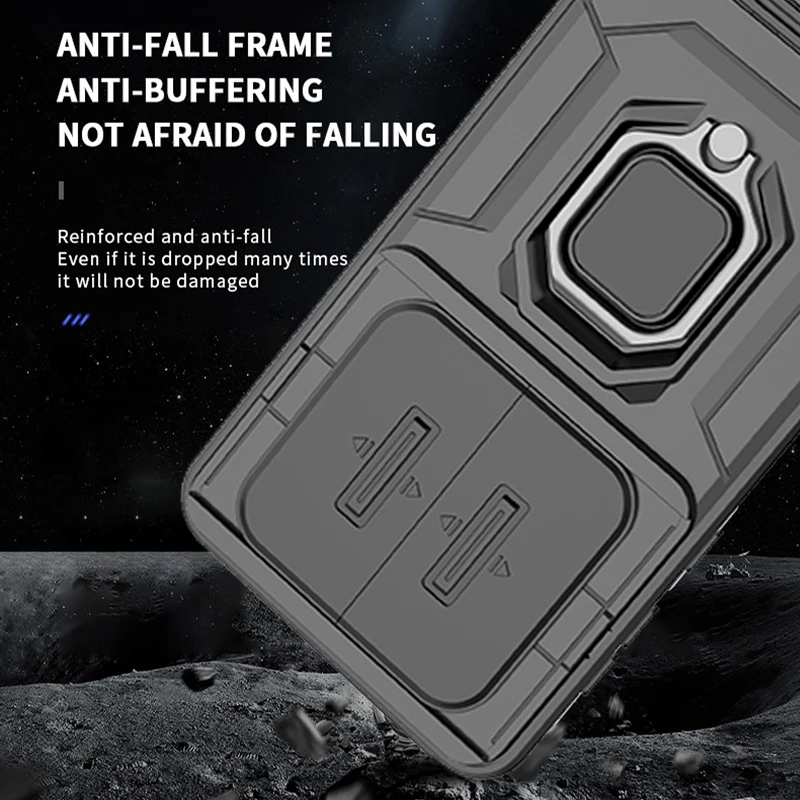 Slide Lens Cover Armor Shockproof Case For Xiaomi Redmi A3 A 3 3A 4G RedmiA3 6.71inches Magnetic Holder Ring Protect Fundas phone case phone protector cover magnetic case camera protector case camera lens protector case camera lens case