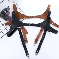 Strap Clip Trousers Braces PU Shirt Clip Adjustable Braces Leather Straps Belt Hanging Pants Clip Men's Suspenders Clips
