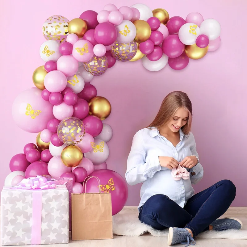 Description Picture 6 of itemPink White Gold Balloon Arch Kit Balloon Garland Bow Balloons Wedding decor Baby Shower Girl Birthday Party Baloon Decoration