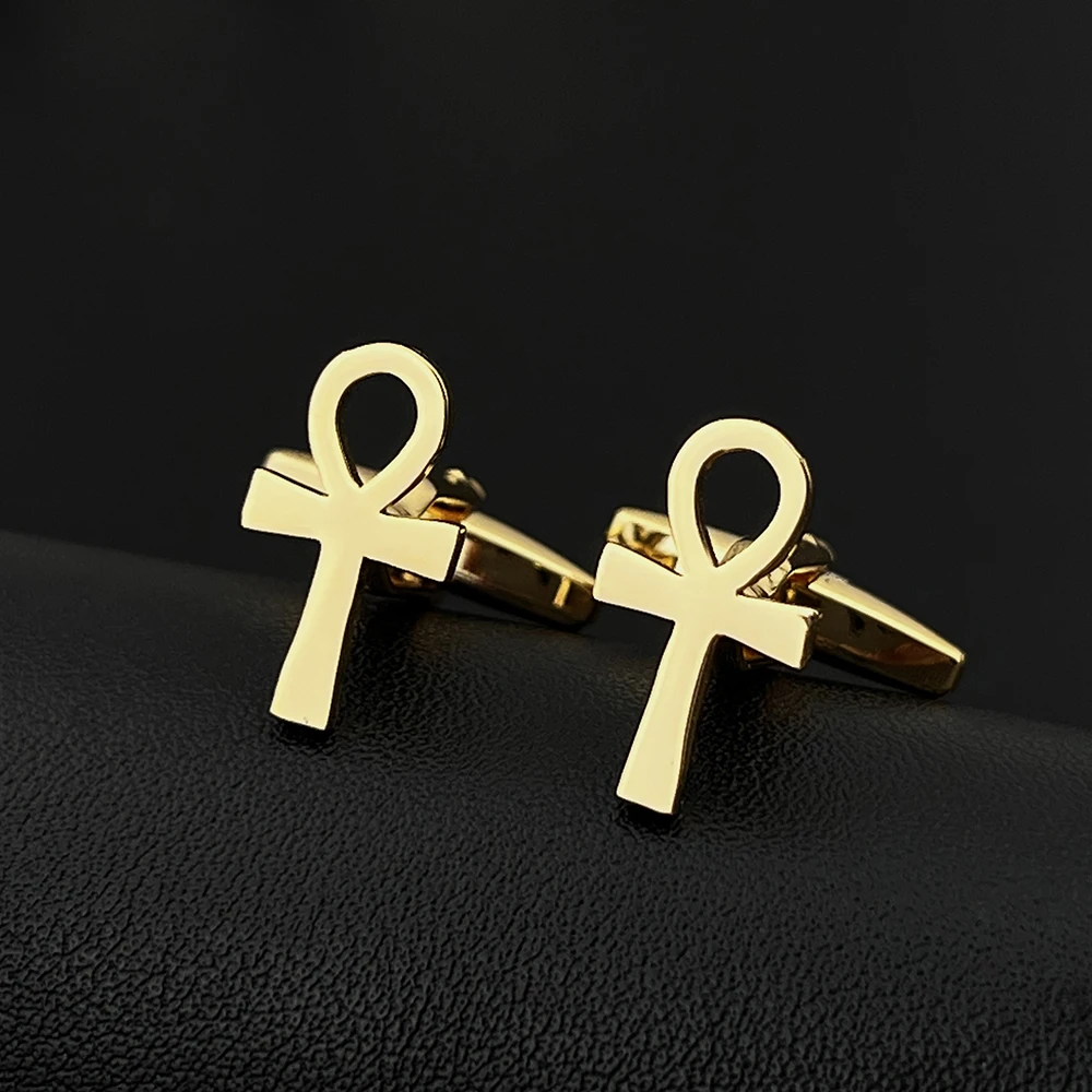

Запонки с крестом Фараона для мужчин и женщин, из нержавеющей стали, серебристые, в египетском стиле, подарок на свадьбу