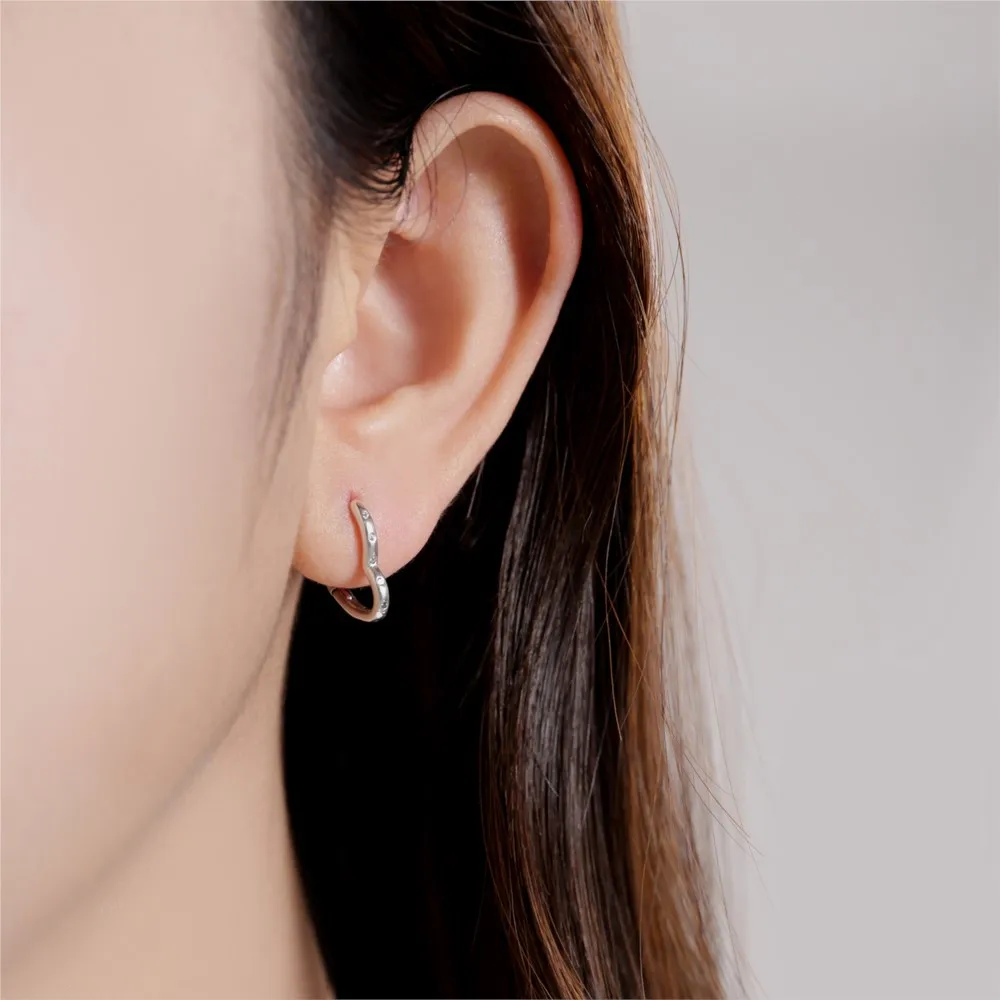 PANPOKI Real 925 Sterling Silver Heart Shaped Earrings Simple Style Fit Original Pandora Earrings Fine Girls Jewelry Gifts