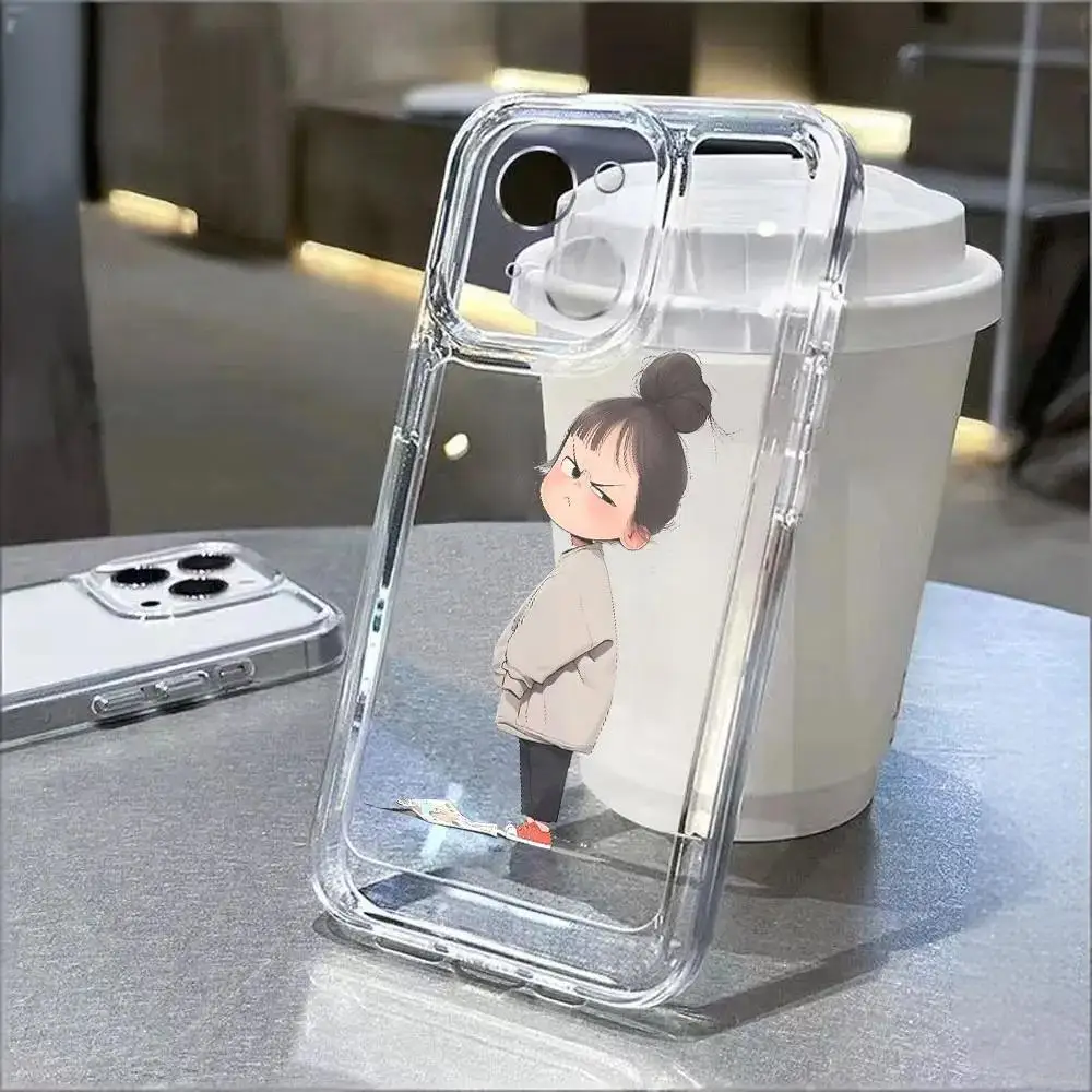 Adorable Cartoon Girl Shockproof Phone Case - Soft Protective Cover