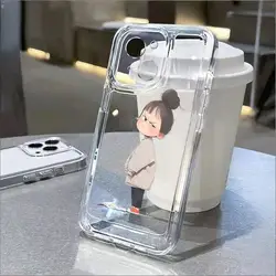 Adorable Cartoon Girl Shockproof Phone Case - Soft Protective Cover - iPhone 12 Mini (-1)