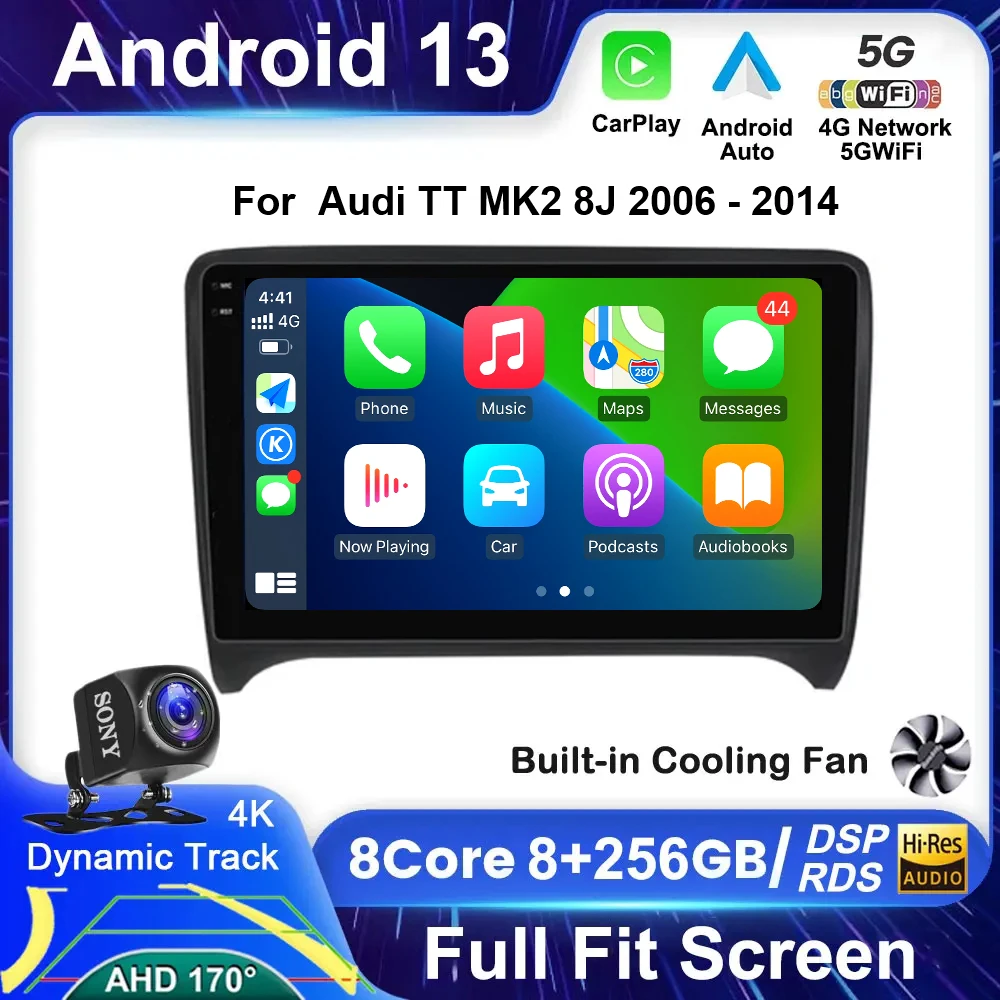 

Android 13 For Audi Audi TT MK2 8J 2006 - 2014 Car Radio Stereo Multimedia GPS Video Player Wireless Carplay Auto DSP RDS WIFI