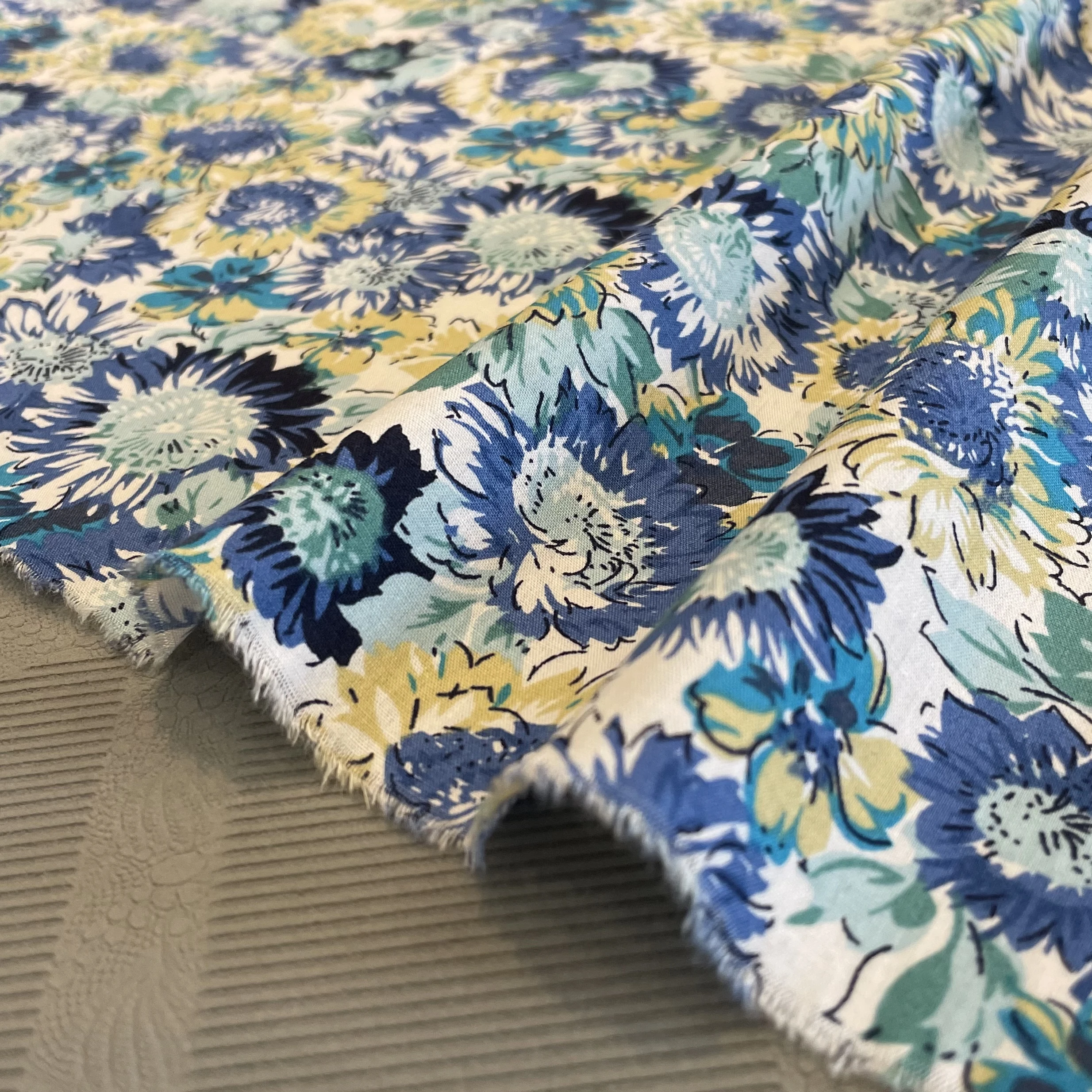 Colored Sunflower Cotton Poplin 40S Like Liberty Fabric Digital Printing for Sewing Cloth Dresses Skirt Kids Designer