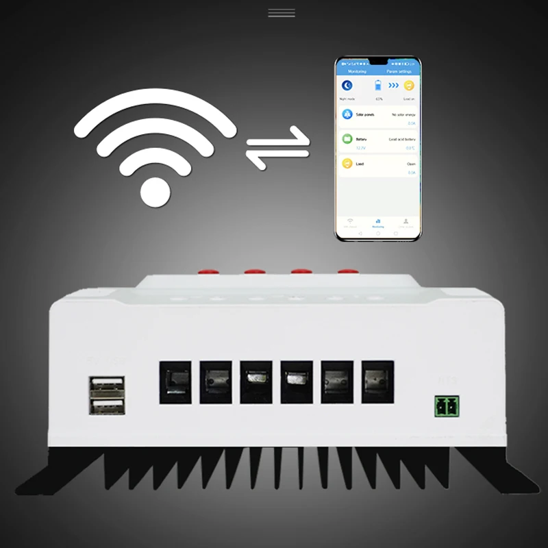 

Контроллер заряда солнечной батареи, 12 В, 24 В, 48 В, Wi-Fi приложение, монитор, ЖК-дисплей для литиевой свинцово-кислотной батареи 10A20A30A40A50A60A