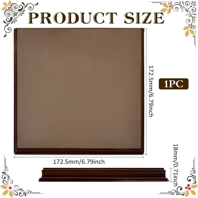 1pcs Coconut Brown Square Wood Stand Base 6.79x6.79x0.7 Wood Base with Ogee Edge Wood Display Base for Gemstone and Jewellery 2