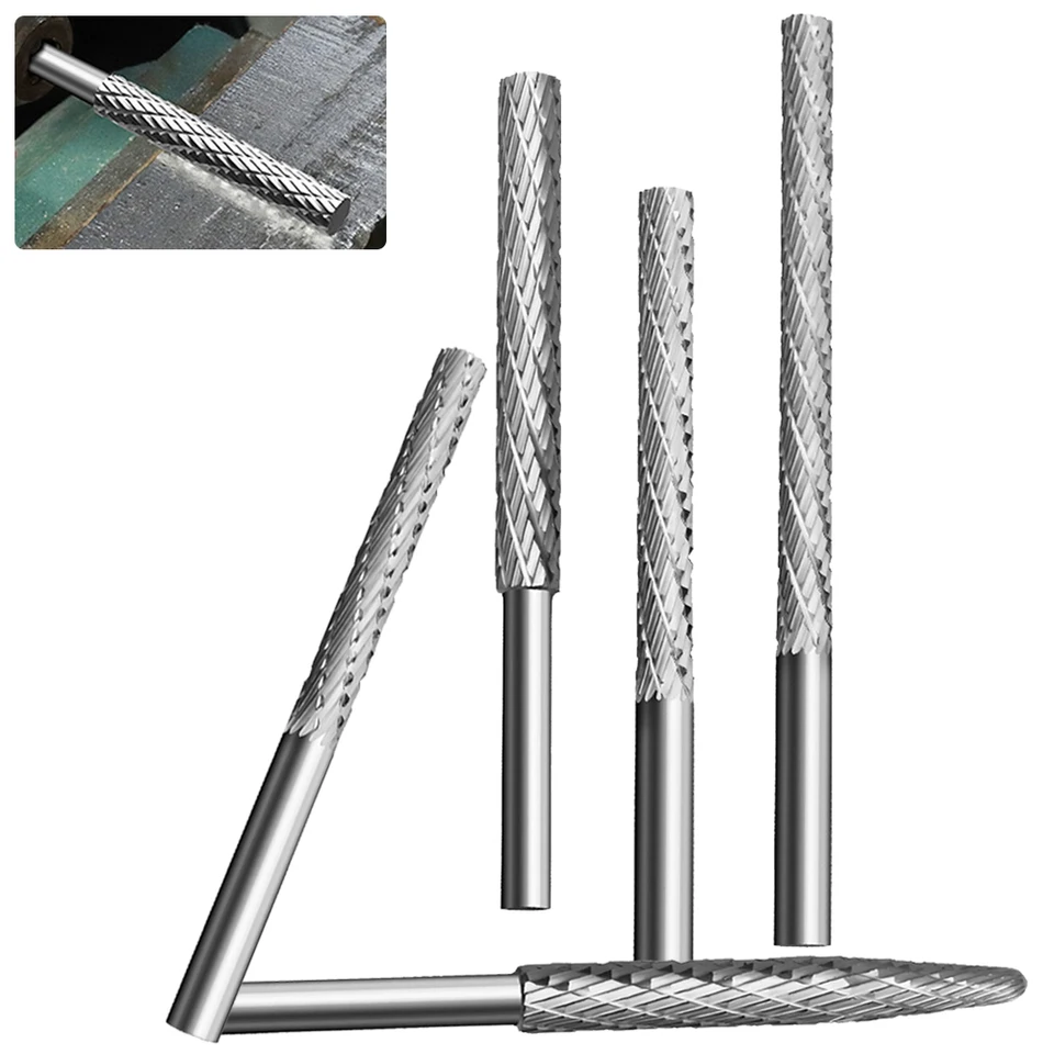 Limes Rotatives Tige Hexagonale 6.35 Mm - Lot De 5, Acier Carbone Traité - Pour Perceuse, Meulage