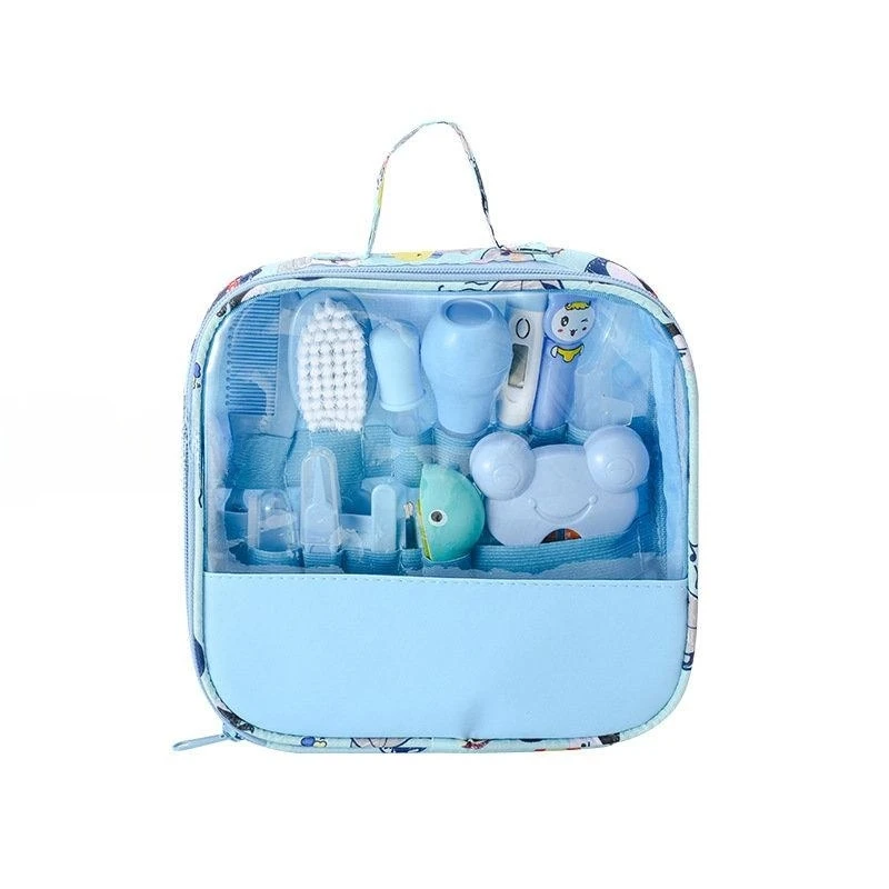 13Pcs Baby Care Kit Newborn Baby Kids Nail Hair Health Care Thermometer Grooming Brush Kit Clipper Scissor Toiletries