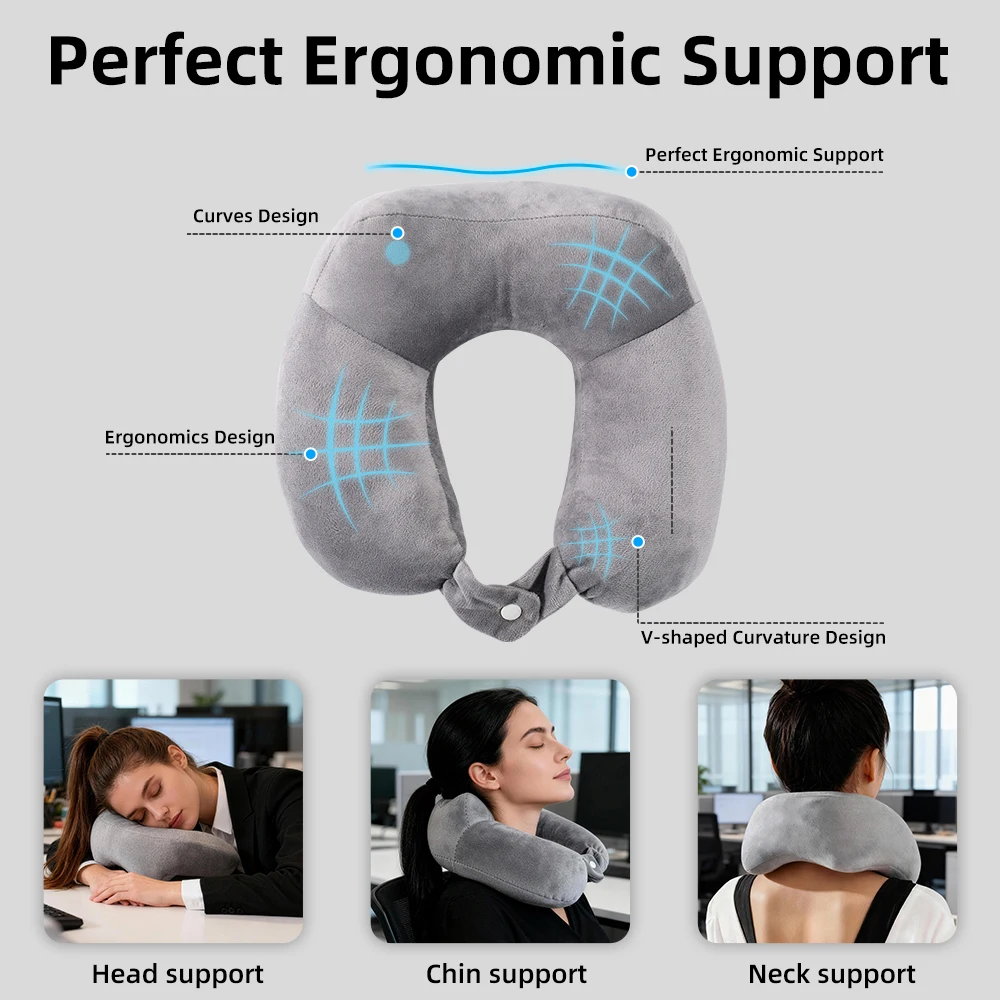Ultimate Comfort Travel Neck Pillow with Highly Elastic PP Cotton Filling