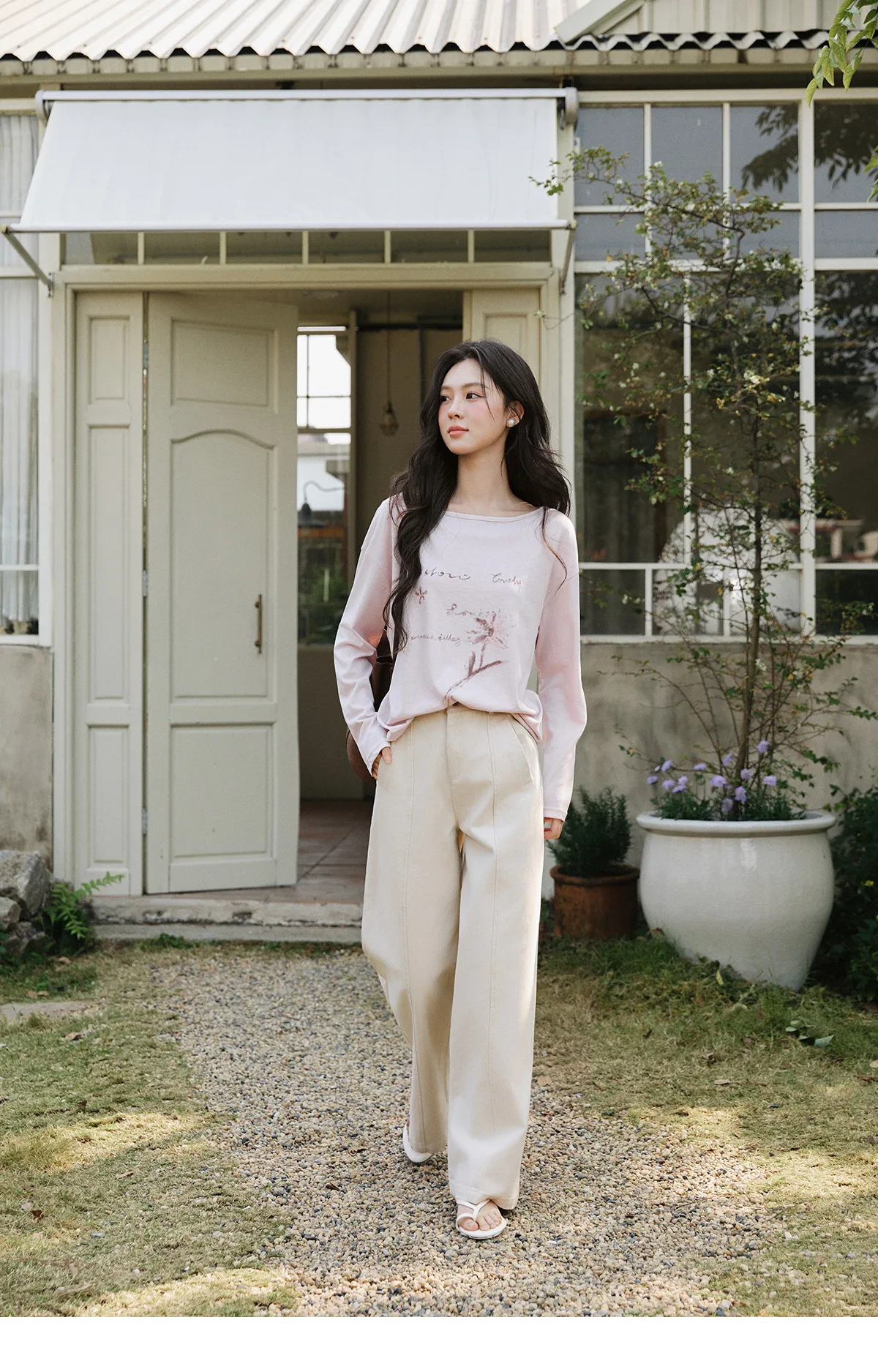 MISHOW Women's High Waist Straight Pants 2026 Spring 100 Cotton Seam Detail Trousers Casual Loose Wide Leg Pants MXF14K1208