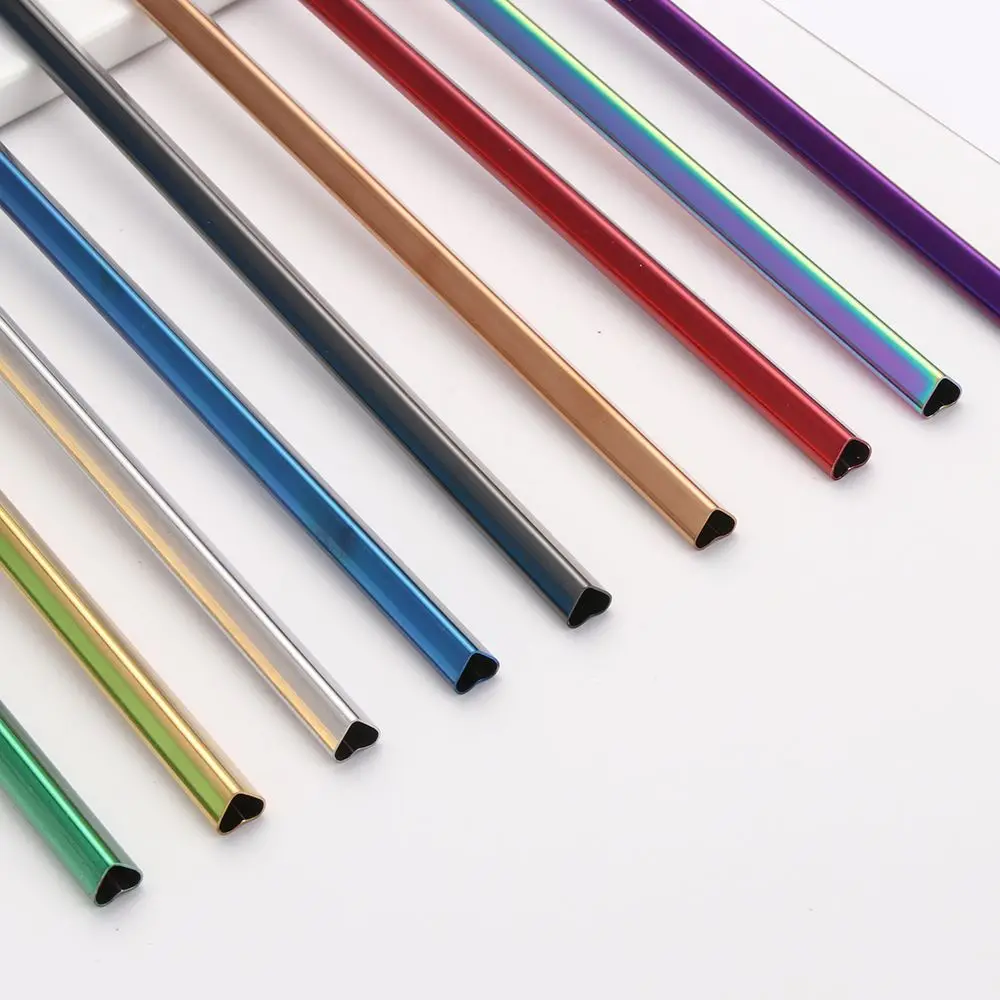 Metal Straw Set Heart-shaped Drinking Straw Portable Stainless Steel for Travel Kitchen Bar Reusable for metal straw set