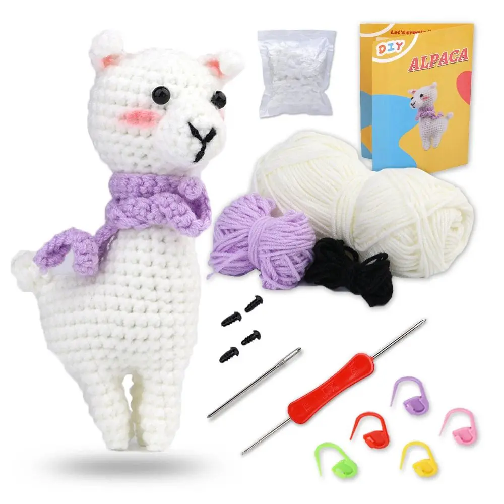 

Knit Kits Crochet Animal Kit Alpaca Handmade Crafts Knitting Kit Elephant Multicolored Yarn Crochet Starter Kit Crochet Lovers