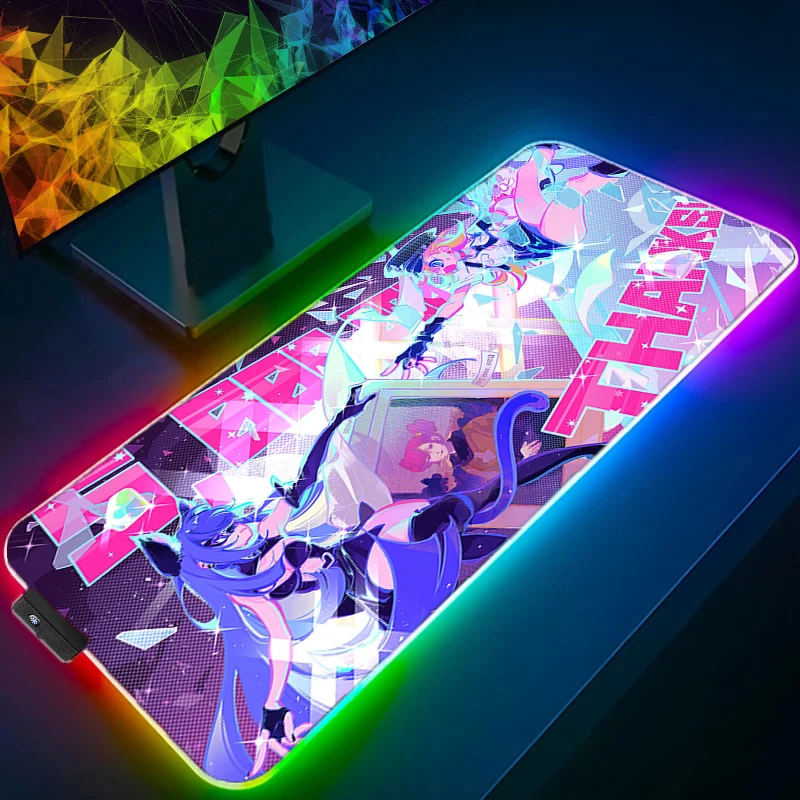 Muse Dash Doodle Mouse Pad LED Anime Girl Gaming Accessories Mousepad RGB Laptop Kawaii Backlight Mat Non Slip Desk Mat Carpet