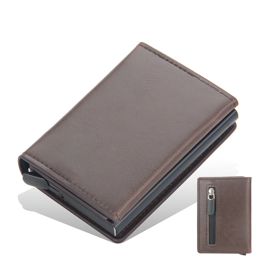 Sleek RFID Blocking Leather Card Holder with Magnetic Buckle