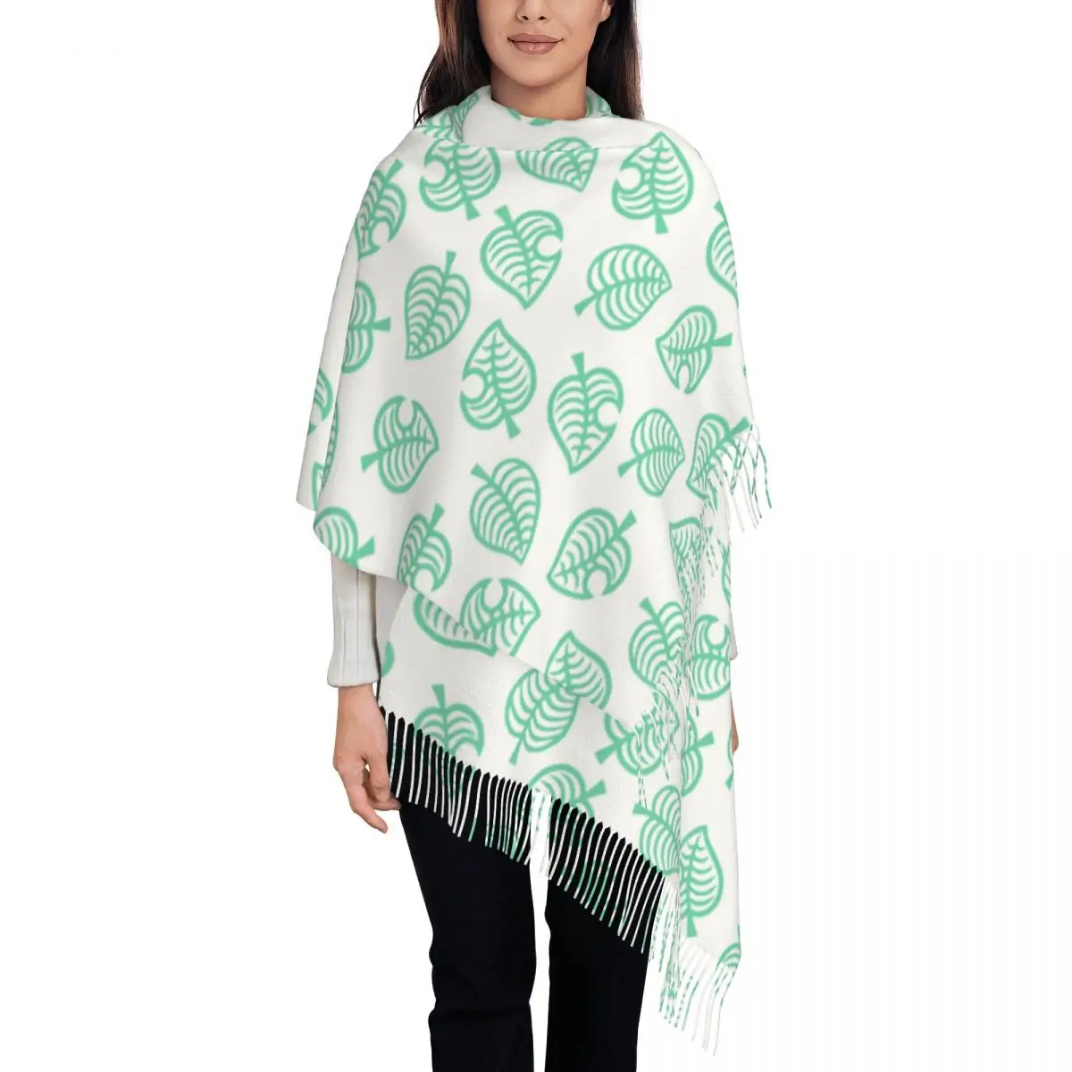 

Animal Crossing Scarf for Womens Fall Winter Pashmina Shawl Wrap Large Scarves with Tassel for Evening Dress